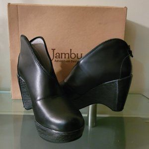 JAMBU WOMEN INDIGO BLACK WEDGE BOOTIES SZ 8 1/2